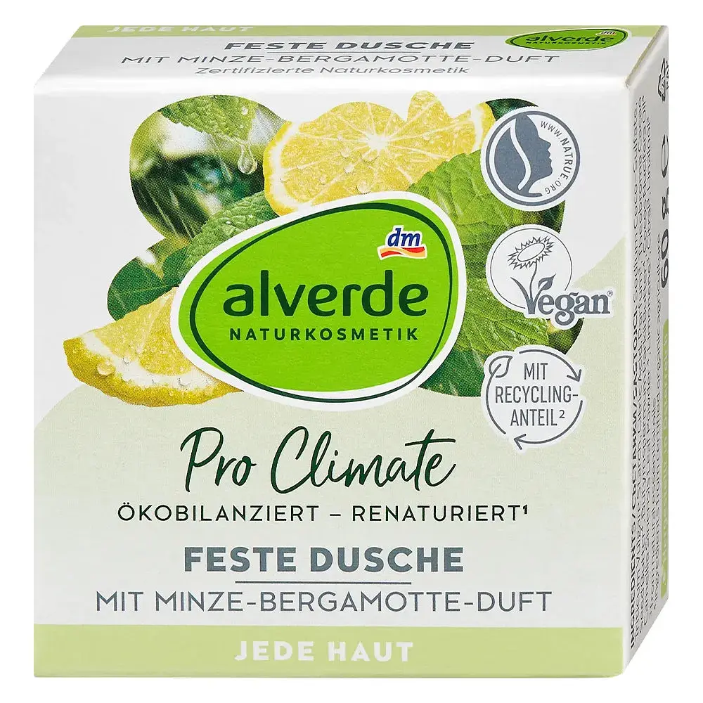 Тверде мило для душу Alverde Naturkosmetik Pro Climate з м'ятою та бергамотом 60 г