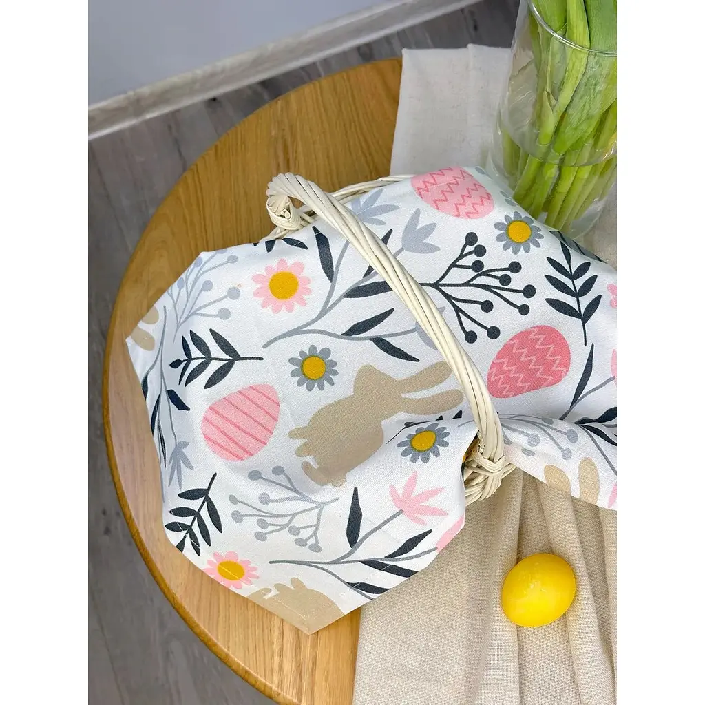 Пасхальное полотенце водоотталкивающее для корзины Пасхальные зайчики 40х30 см Серый - фото 5