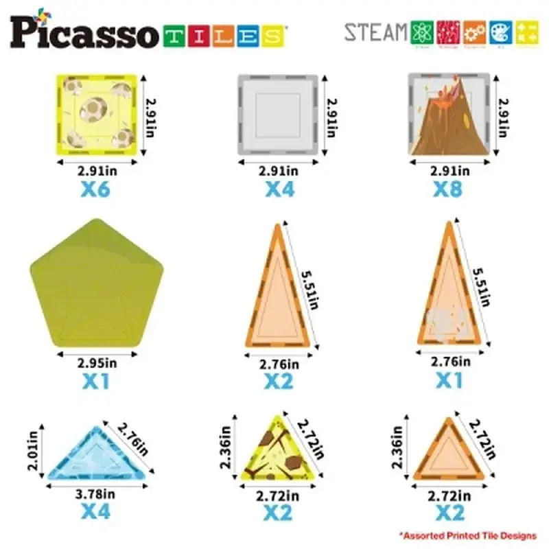 Настільна гра Picasso магнітний Tiles Dinosaur Set з 8 фігурками динозаврів 38 деталей (817338028848) - фото 5