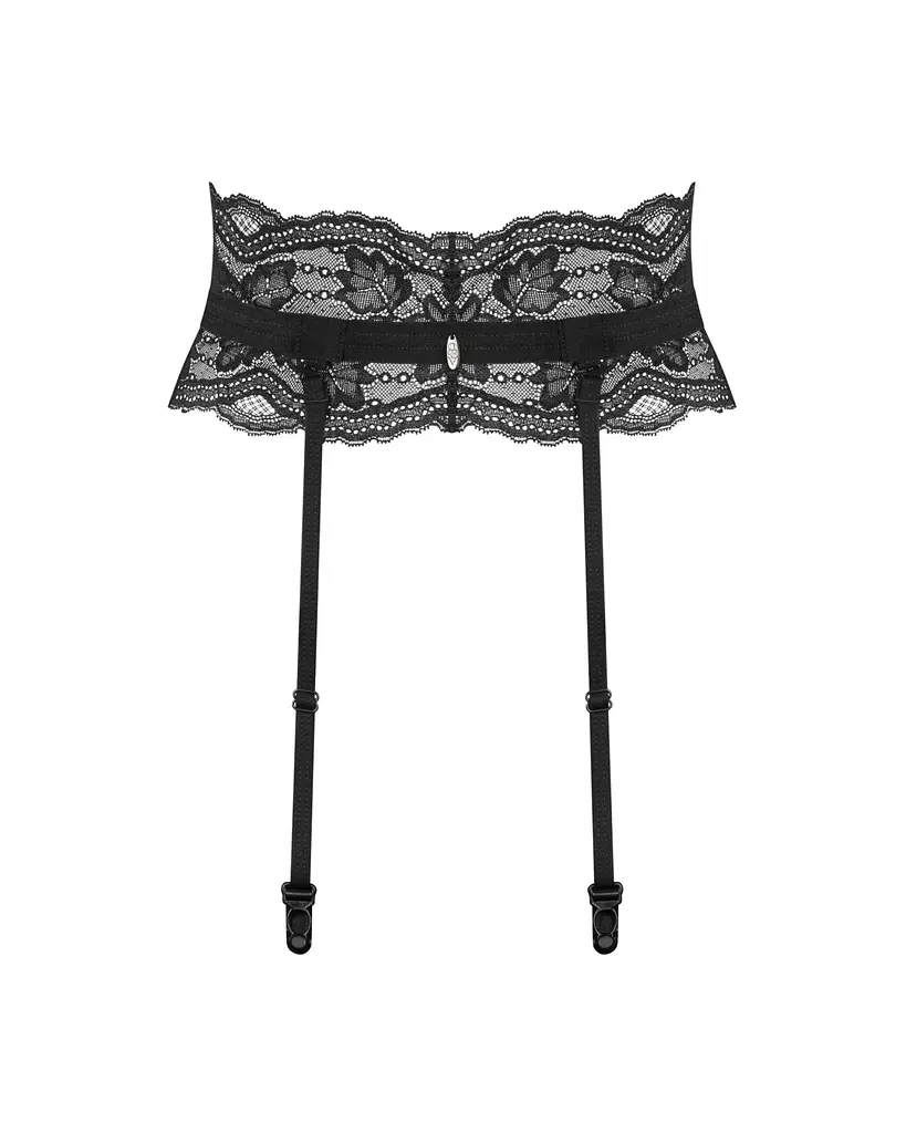 Пояс для панчіх Obsessive Nutris garter belt, XL/2XL, мереживний, з довгими пажами