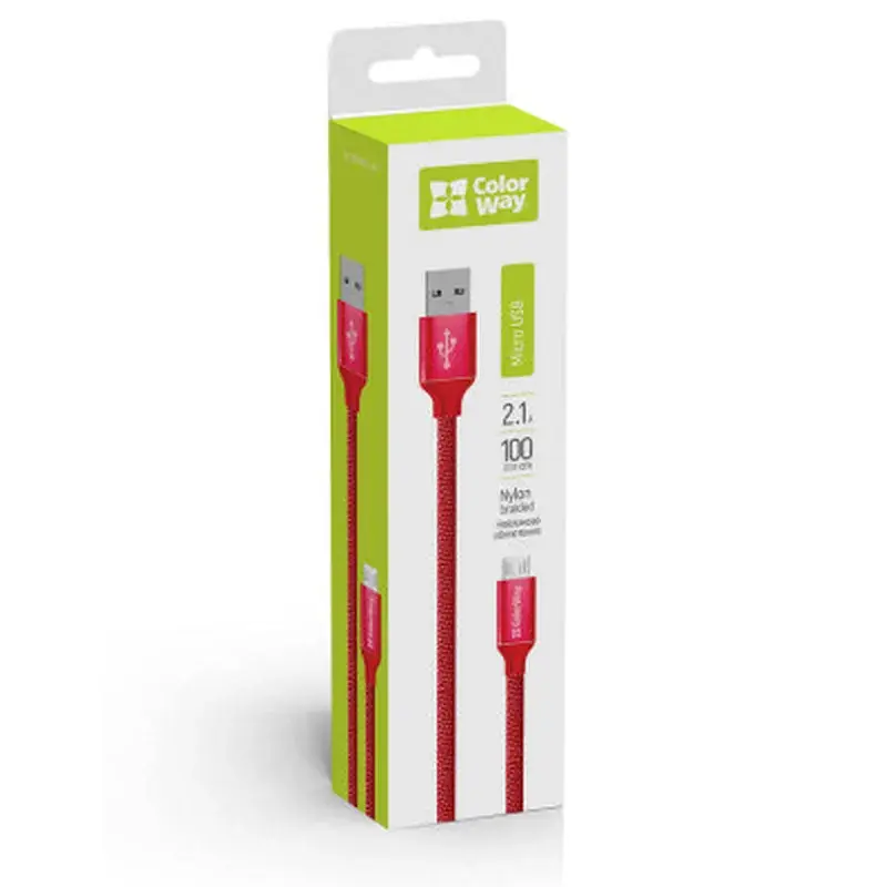 Дата кабель USB 2.0 AM to Micro 5P 1.0m 2.1А red ColorWay (CW-CBUM002-RD) - фото 3