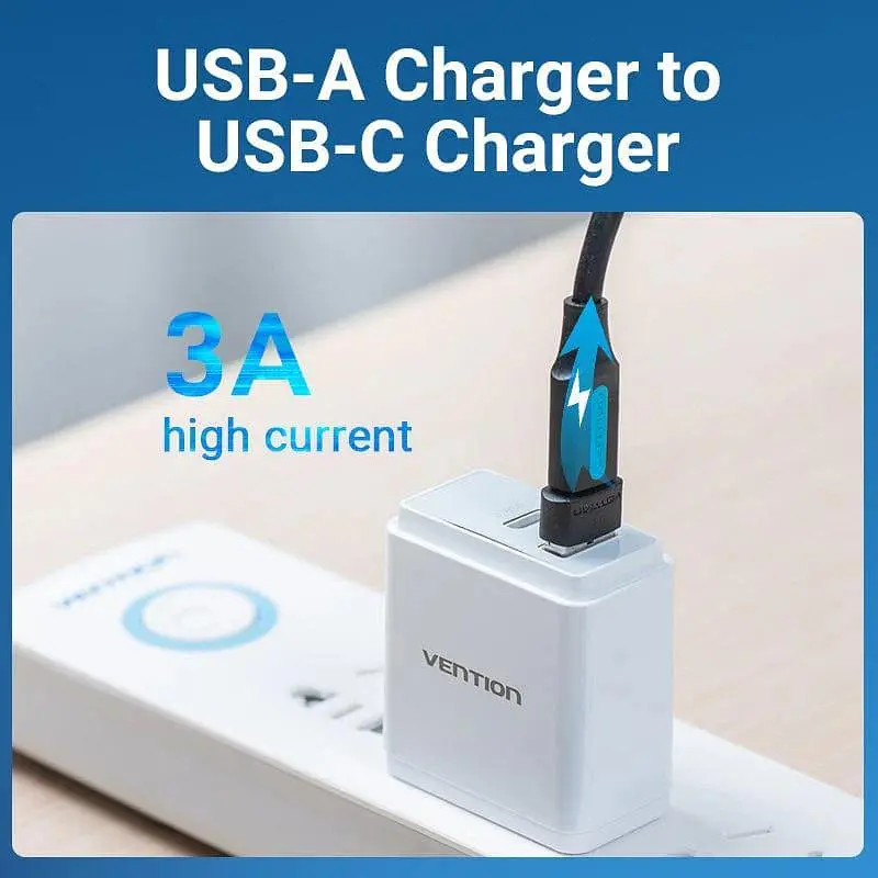 Перехідник Vention USB 2.0 Male to USB-C Female Adapter Black PVC Type (CDWB0) - фото 3