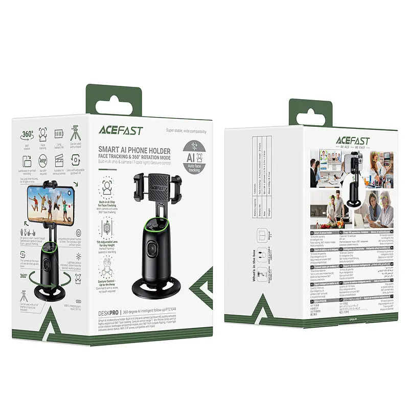 Смарт-штатив ACEFAST E44 360-degree AI intelligent follow-up PTZ Чорний - фото 2