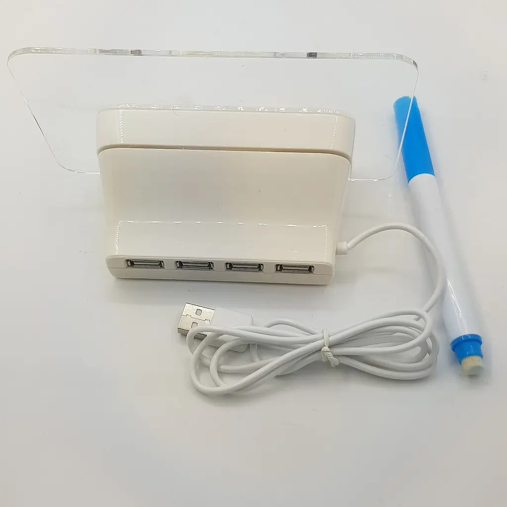 LED годинник з дошкою для записів і маркером 4 USB Синє підсвічування - фото 9