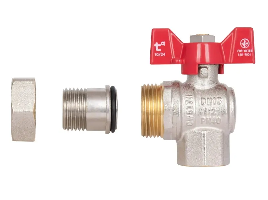 Кран кульовий Thermo Alliance "Американка" Standart 1/2" ВЗ кутовий, PN40, метелик SD222W15 - фото 7