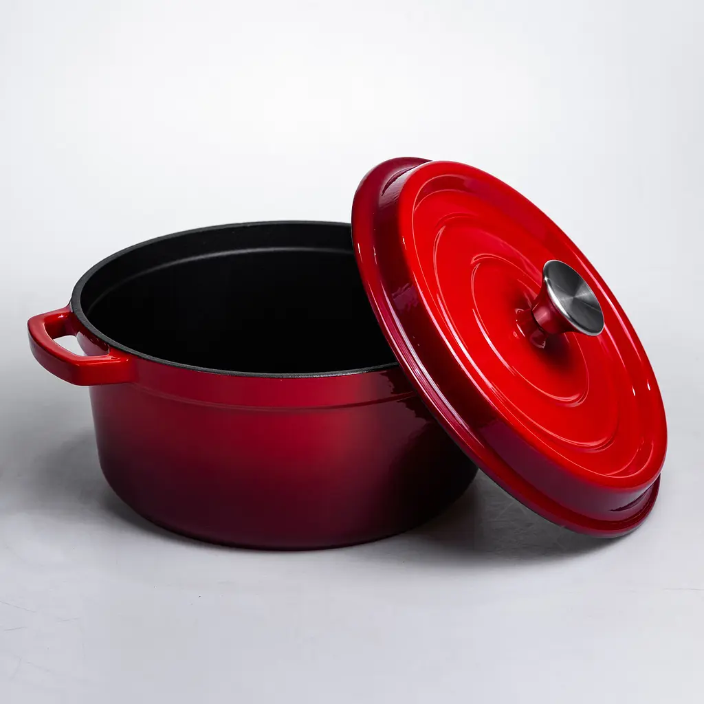 Кокотниця чавунна емальована 4,5 л, червоний Yongkang HP-FLG-4 RED - фото 3