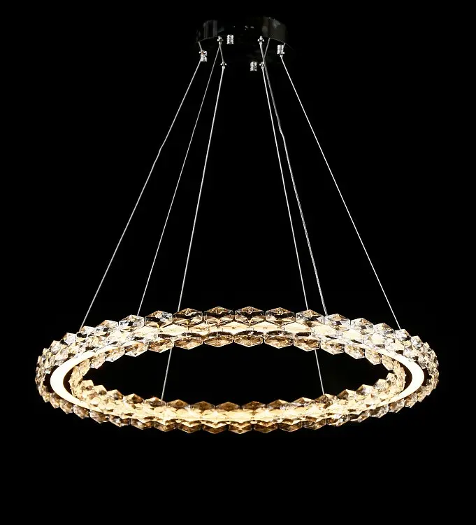 Велика підвісна світлодіодна хромована люстра Splendid Ray L33152/700/1 LED (CR) з кришталевим кільцем 70 см - фото 3