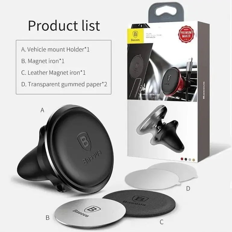 Автотрима Baseus Magnetic Air Vent Car Mount Holder Silver (SUGX-A0S) - фото 2