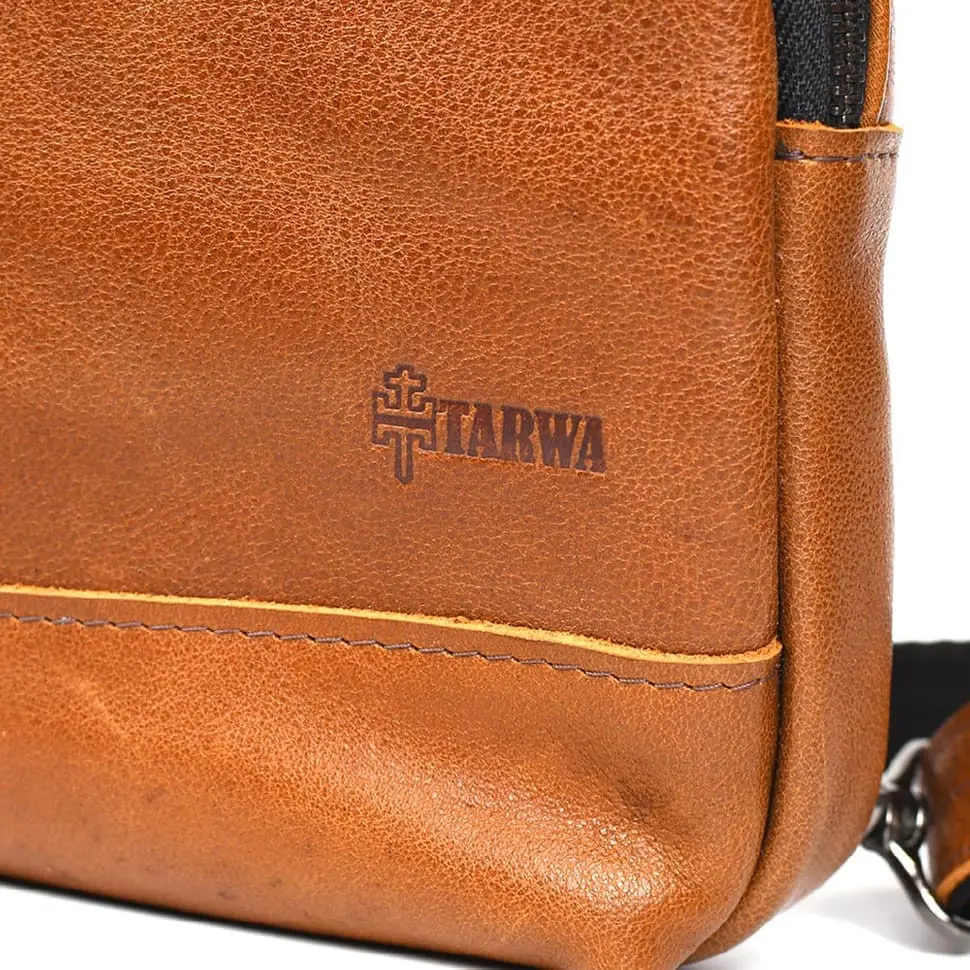 Чоловічий рюкзак слінг шкіряний коньяк TARWA 27х18х5 см sum0028244 - фото 7