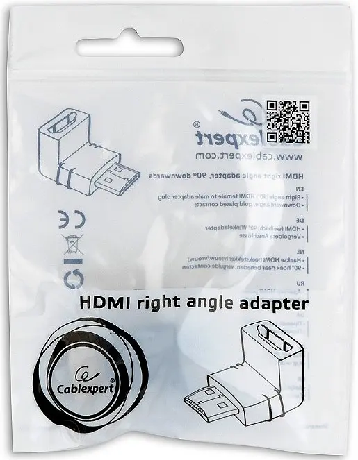 Перехідник Cablexpert HDMI-HDMI з'єднувач 90 градусів (A-HDMI90-FML) - фото 4