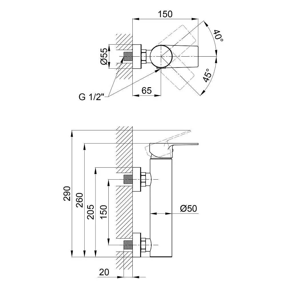 Змішувач для душу Qtap Stenava 4045102C (QTST4045102C) - фото 2