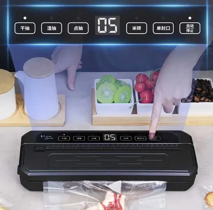 Вакуумний пакувальник Food Vacuum Sealer 65 кПа з різаком і пакетами, чорний - фото 5