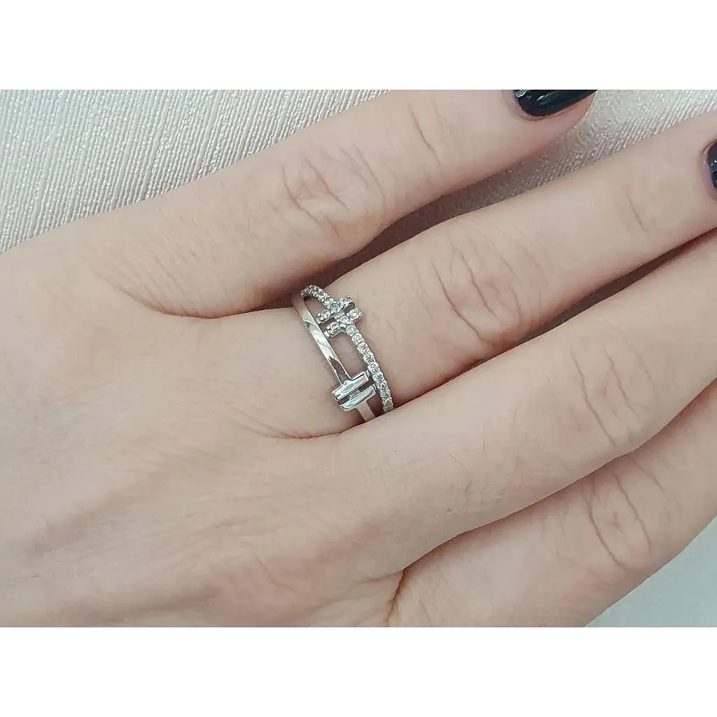 Срібне кільце Агні Таіра з фіанітами. 1615/1Р-CZ 16,5 - фото 2