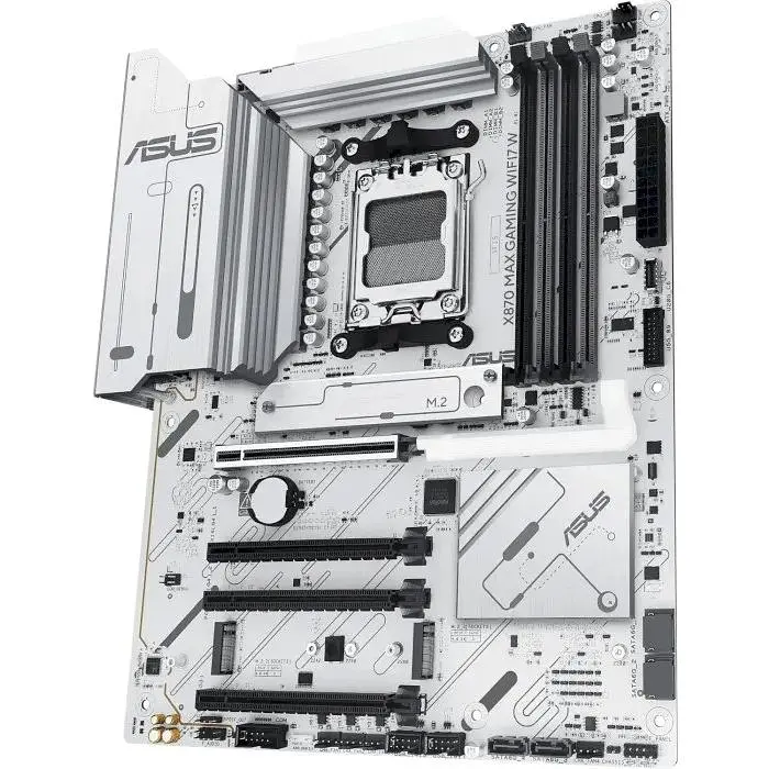 Материнська плата Asus AM5 X870 MAX Gaming WIFI7 W, X870, 4xDDR5, Int.Video (CPU), 4xSATA3, 3xM.2, 1xPCI-E 5.0 x16, 2xPCI-E 4.0 x16, 1xPCI-E 3.0 x16, Realtek 7.1, Realtek 2.5Gb, WiFi 7, Bluetooth 5.4, HDMI/2xType-C, ATX - фото 4
