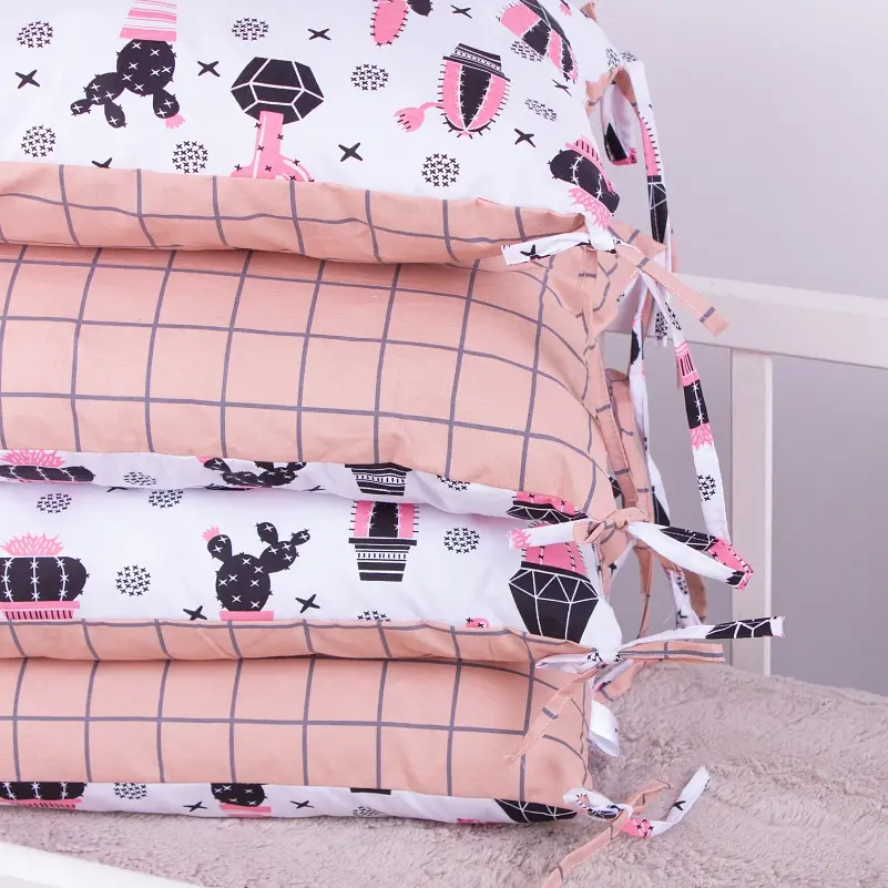 Защитная подушка-борт MirSon Kids Time 18-0004 Pink Cactus, розовая, 4 шт. - фото 6