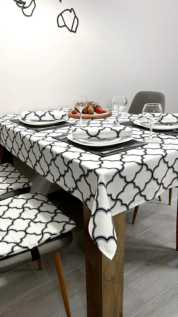 Водовідштовхувальна Скатертина з принтом Марокко 150х110 см Біле - фото 10