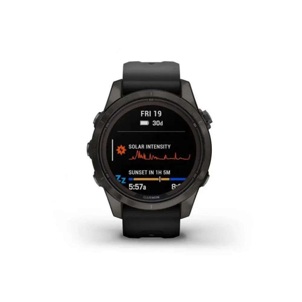 Смарт-годинник Garmin Fenix 7S Sapphire Solar Carbon G. DLC Tit. with Black Band (010-02776-10/11) - фото 2