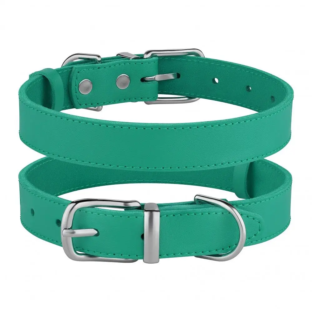 Ошейник для собак BronzeDog Barksi Classic кожаный XS 23-30х1.2 см бирюзовый - фото 3