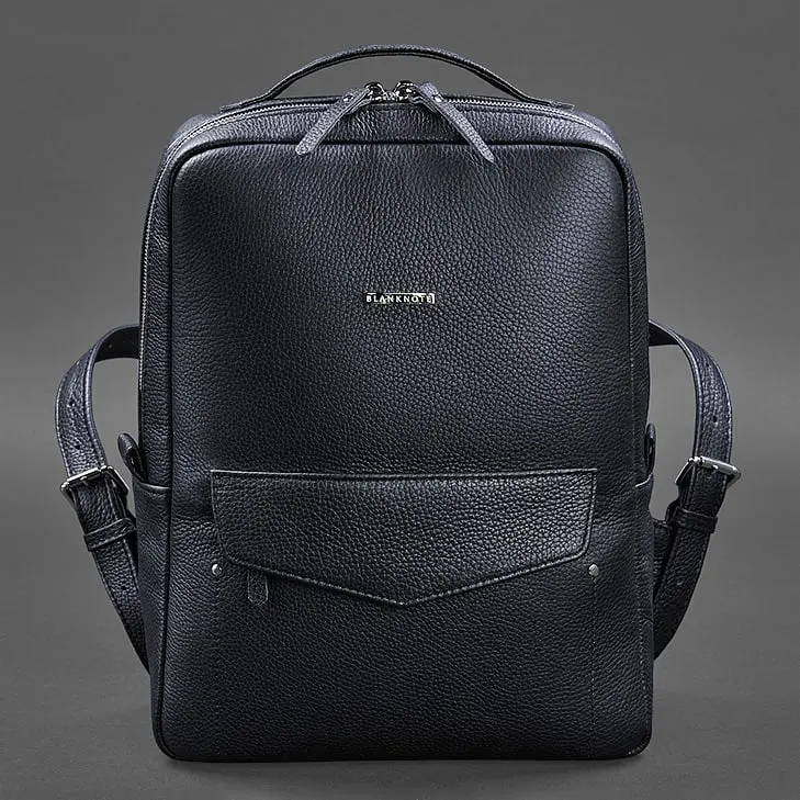 Шкіряний міський жіночий рюкзак на блискавці Cooper темно-синій флотар - фото 11