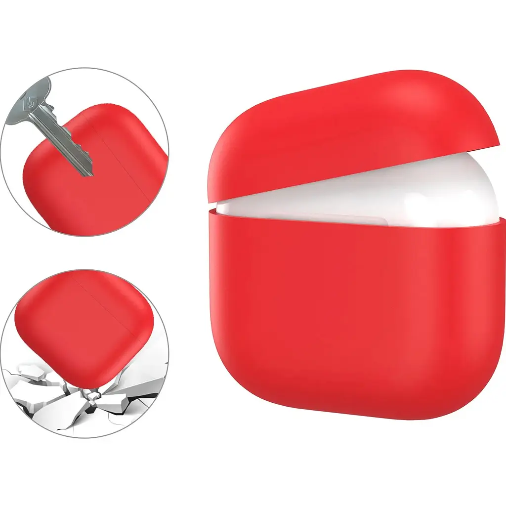 Чехол AhaStyle Ultra-Thin Colorful Silicone Case для Airpods 4 Red [CP-WG172-RD] [133830] - фото 2