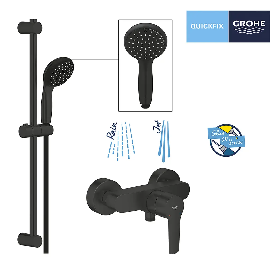 Змішувач для душу Grohe QuickFix Start Black UA30330801, Чорний матовий - фото 8