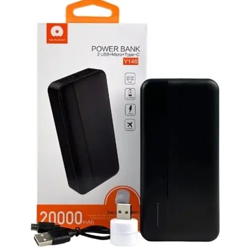 Універсальна мобільна батарея 20000 mAh, Y146 + USB міні-ліхтарик, Black, 5 Вт WUW teh0027620 - фото 4