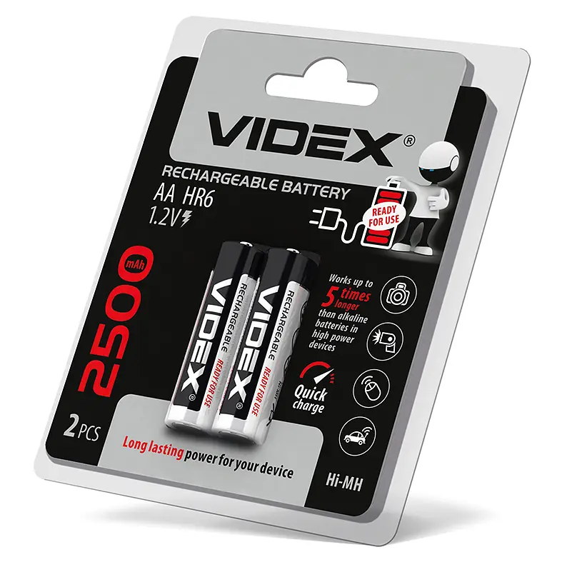 Акумулятори Videx HR6/AA 2500mAh double blister/2шт VIDEX (23341-000) - фото 2