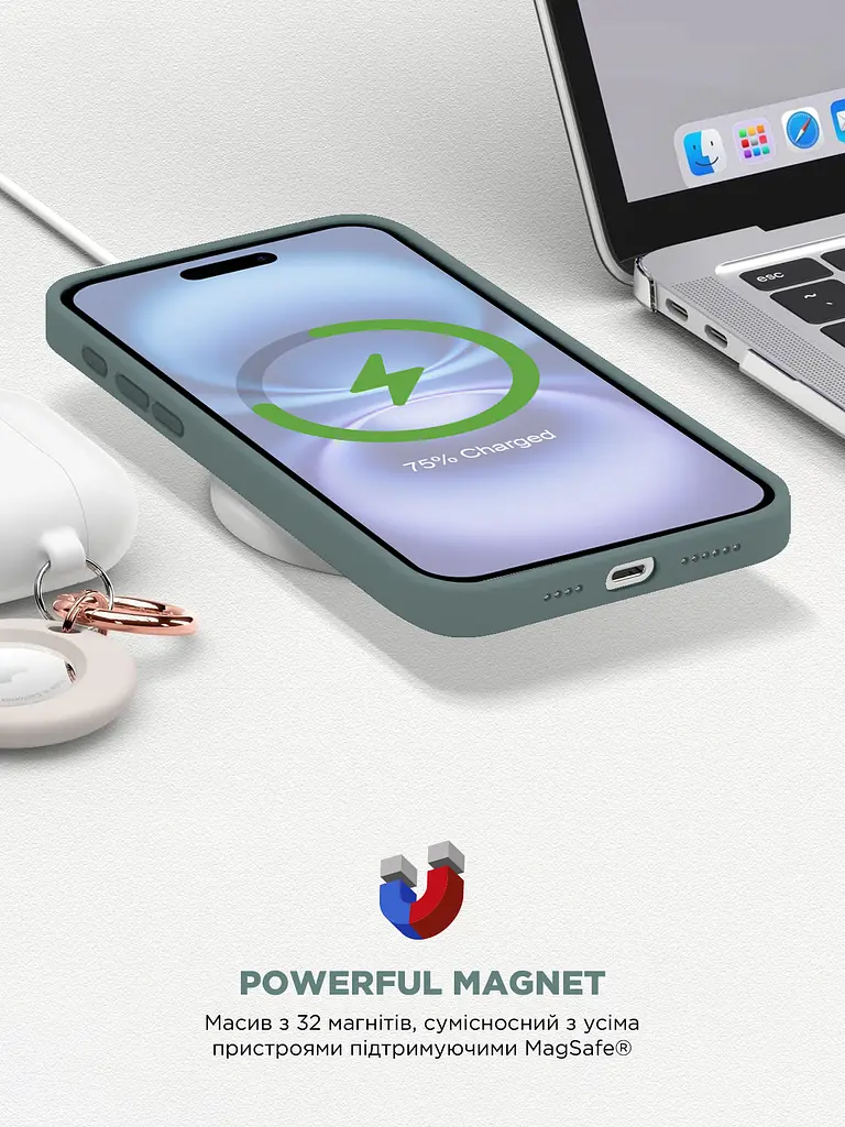 Силиконовый чехол с MagSafe для Apple iPhone 16, ICON2 MagCase, зеленый, противоударный, панель с мягкой подкладкой, защита всего корпуса, поддержка беспроводной зарядки, совместим с защитными стеклами и пленками, ArmorStandart (ARM81313) - фото 9