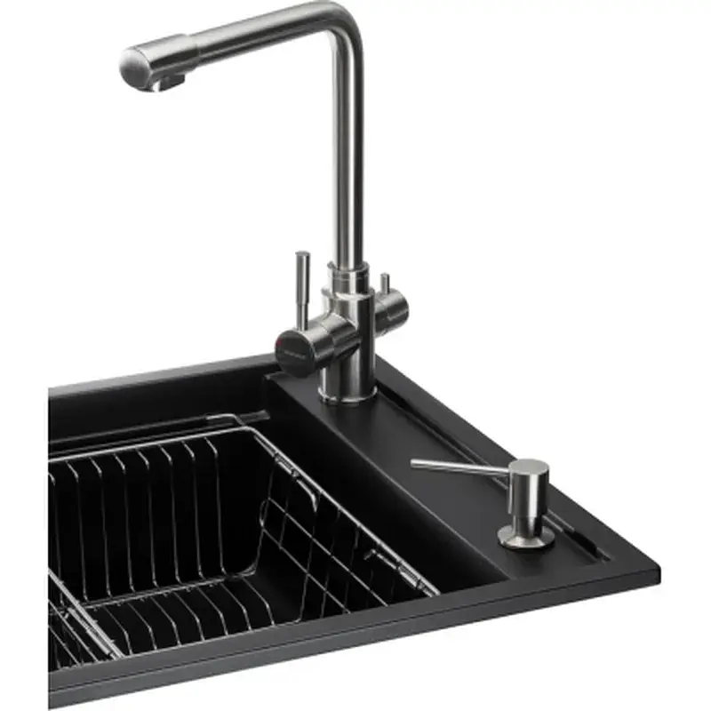 Мийка кухонна GRANADO Optimal Estella black (+ змішувач Badalona LUX inox + дозатор Redondo inox + коши (ksg0201) - фото 3