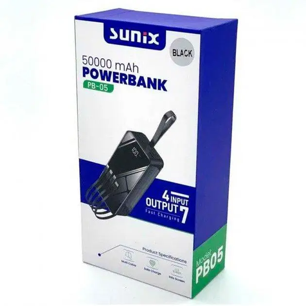 Внешний портативный аккумулятор Sunix PB-05 50000mAh 2.1A 5W 2xUSB / Type-C / MicroUSB - фото 3