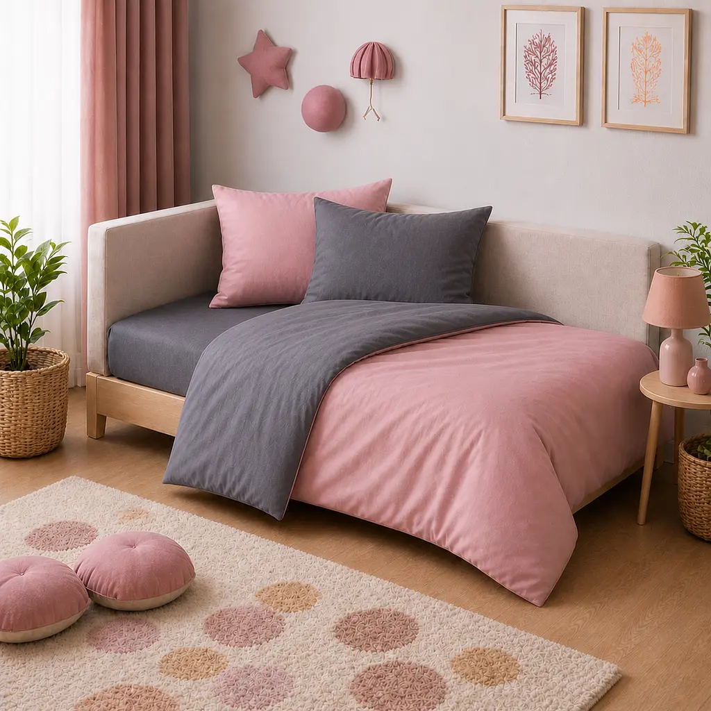 Дитяча постільна білизна MIRSON JUNIOR фланель Ash grey/Pink 150х220см (2200012801512) - фото 3
