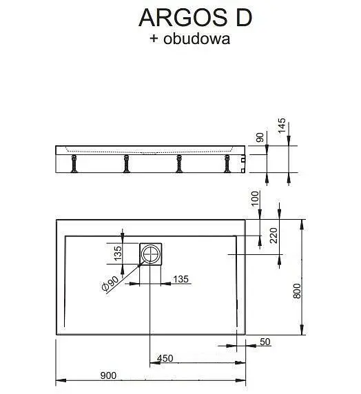 Душевой поддон Radaway Argos D 90x80 с ножками 4ADN89-02 - фото 5