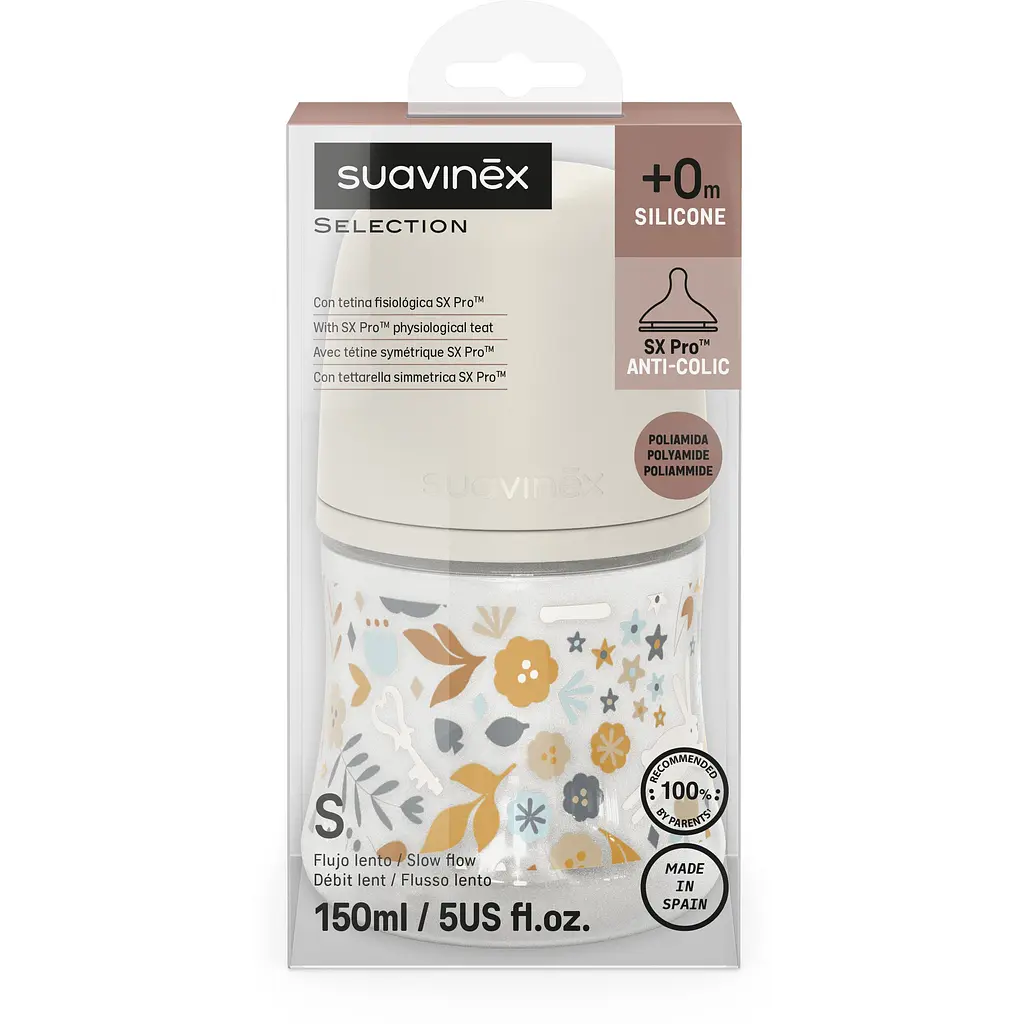 Пляшечка для годування Suavinex Wonderland 150 мл повільний потік біла (308741) - фото 3