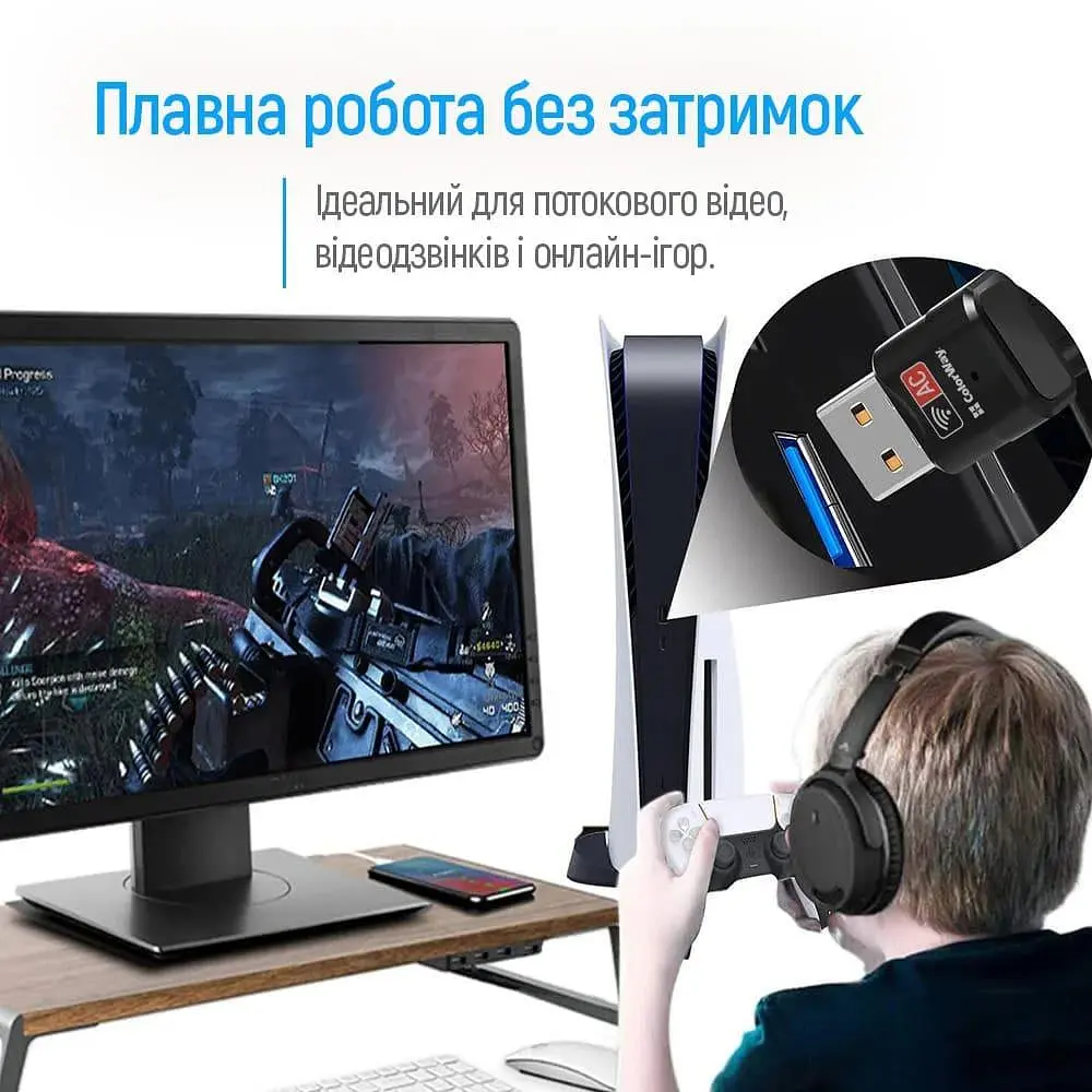 WiFi-адаптер ColorWay Wi-Fi 2.4 ГГц, 5 ГГц (CW-AD-W2) - фото 8