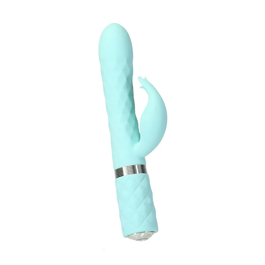 Розкішний кролик з ротацією та вібрацією Pillow Talk Lively Teal, кристал Сваровскі - фото 2