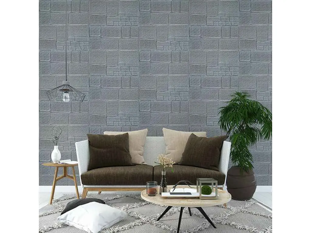 Панель стінова 3D STICKER WALL 700 * 700 * 6мм Камінь срібло (153) SW-00000187 - фото 6