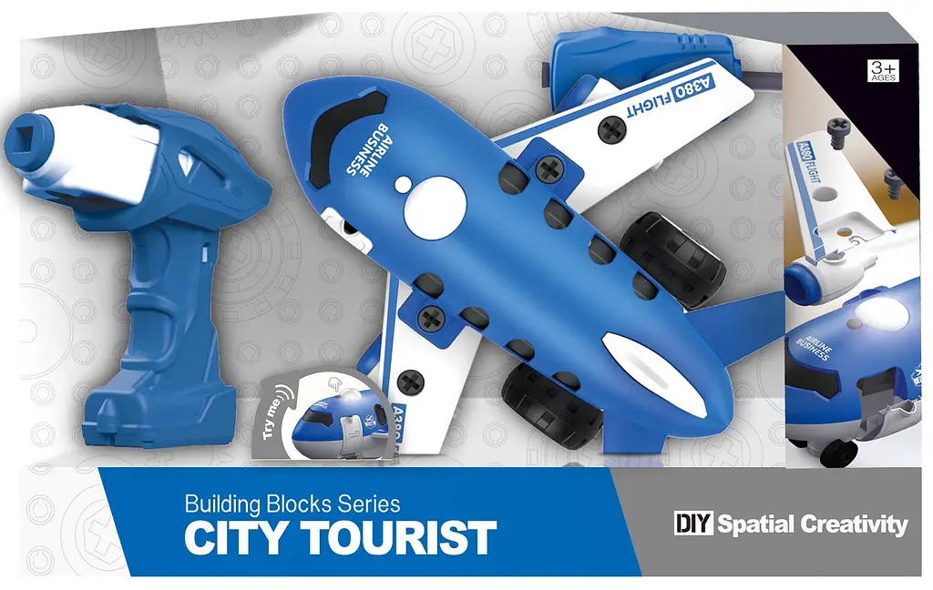 Конструктор DIY Spatial Creativity Самолет с электродвигателем LM8074-DZ-1, синий (CJ-1379247) - фото 4