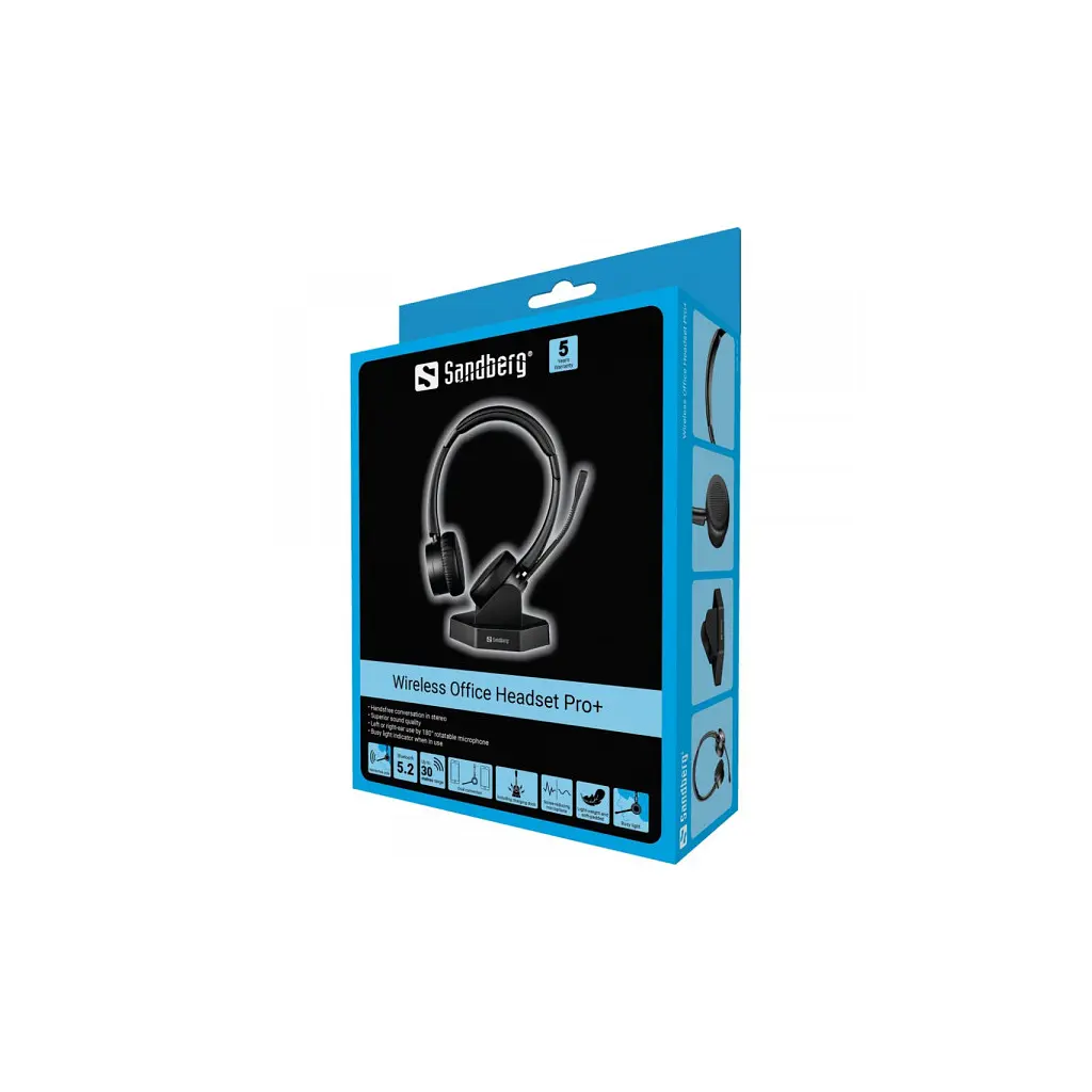 Навушники Sandberg Wireless Office Headset Pro+ Bluetooth Black (126-18) - фото 5