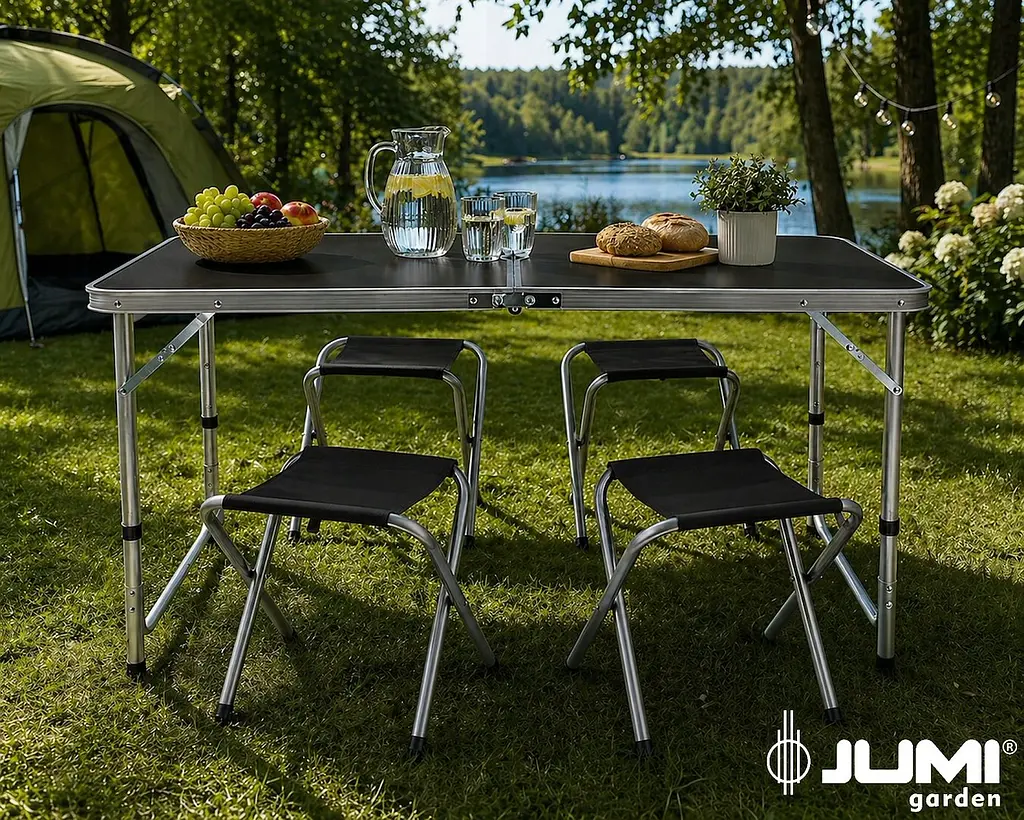 Стіл туристичний розкладний Jumi Economix з 4 стільцями чорний - фото 8