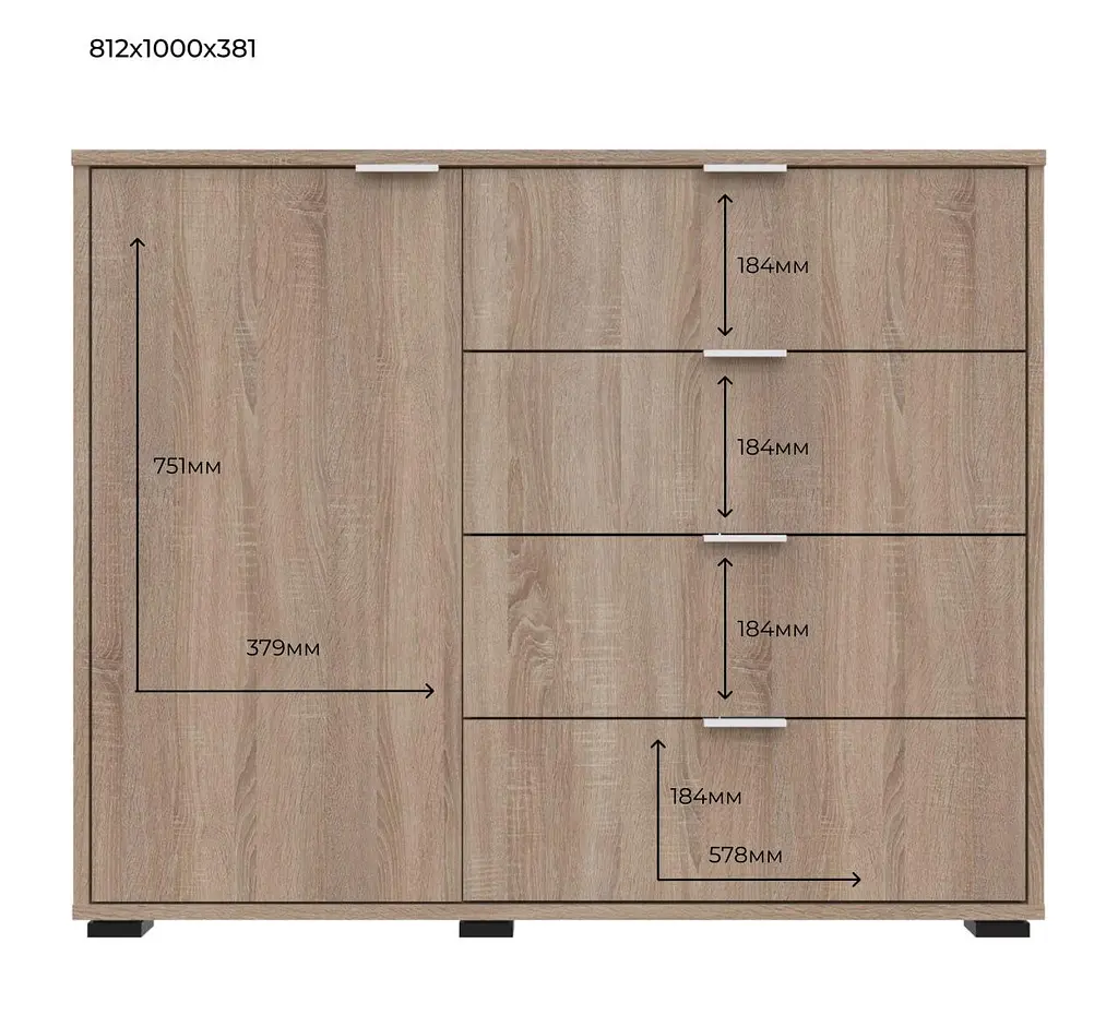 Комод Doros GС1 Дуб Cонома 100х40х81.2 (41510077) - фото 7