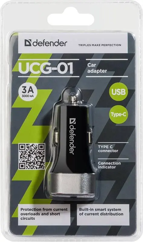 Автозарядка 2xUSB 27W (USB-C+USB-A) UCG-01 5V/5.4A Defender - фото 2