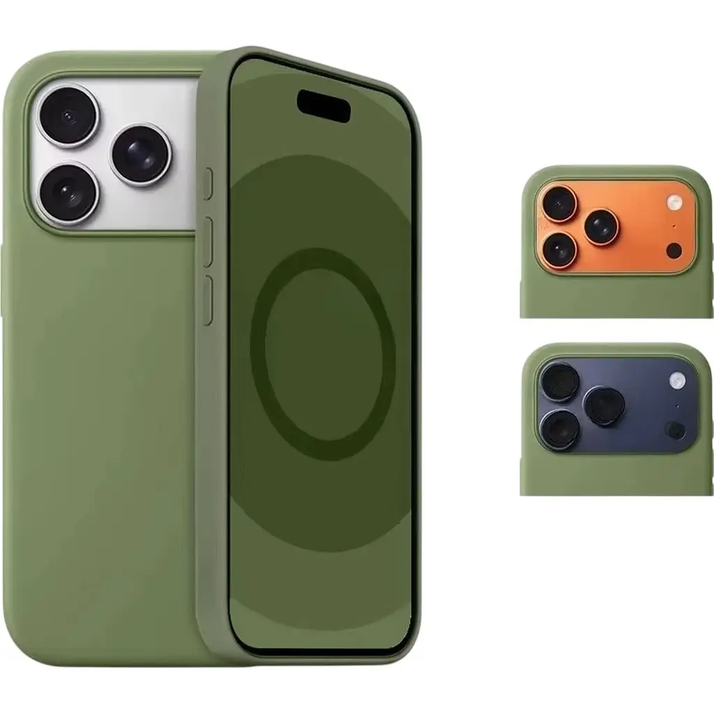 Чохол Silicone Case with Button, Animation & MagSafe для Apple iPhone 17 Pro Max Light Moss AAA [172565] - фото 4