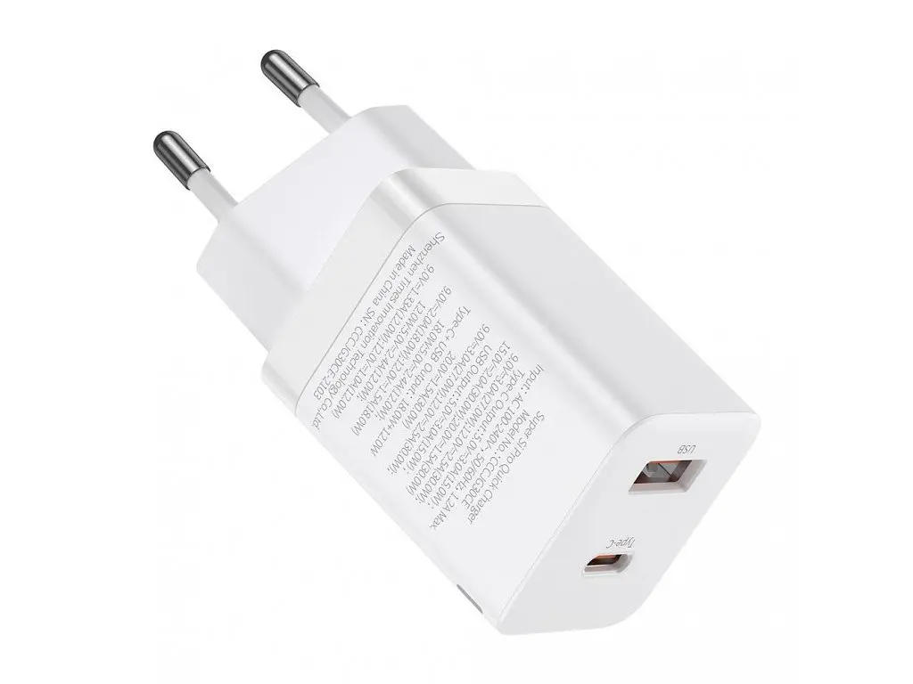 Сетевое зарядное устройство для Baseus Super Si Pro Quick Charger 1USB + 1Type-C 30W CCSUPP-E02 White - фото 2