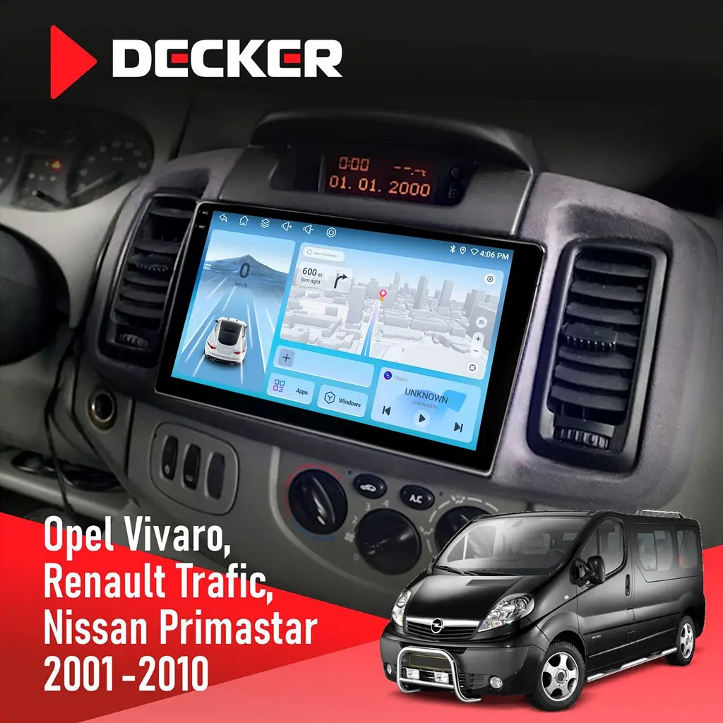 Штатна магнітола Opel Vivaro 2001-2010 Decker D10-010 6x128, DSP, 4G, 2K Decker (НФ-00009828) - фото 2