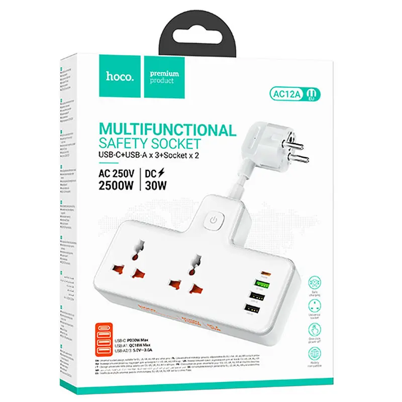 СЗУ Hoco AC12A Reise (PD30W/1C3A) +Socket White - фото 6