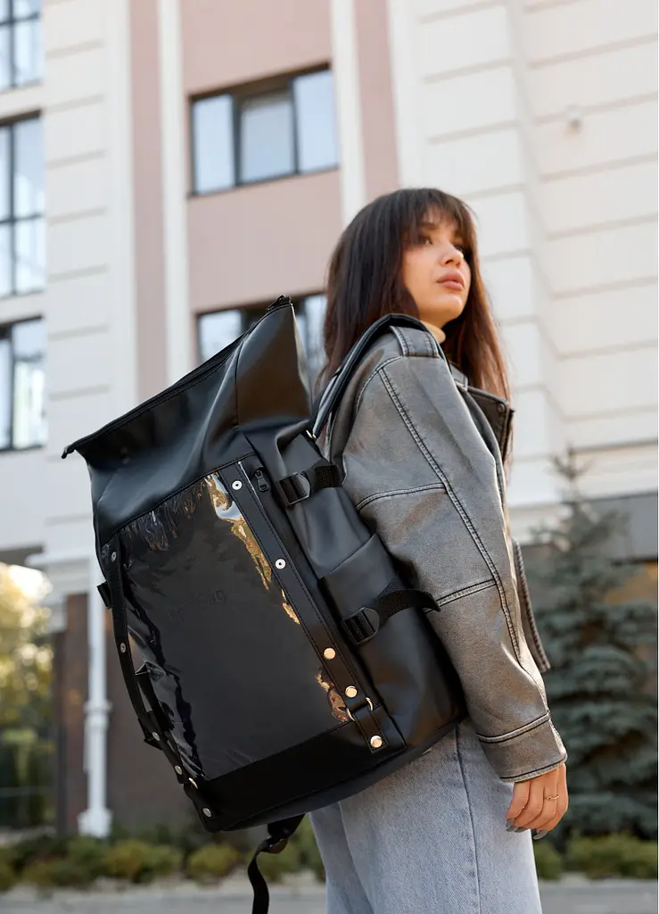 Жіночий рюкзак Sambag ROLLTOP HACKING чорний 41 x 30 x 16 см (24460001) - фото 7