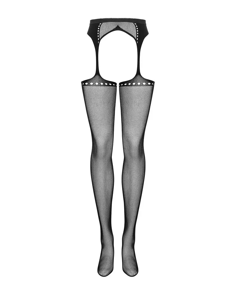 Сітчасті панчохи-стокінги зі стрілкою Obsessive Garter stockings S314 чорні імітація гартерів S/M/L - фото 5