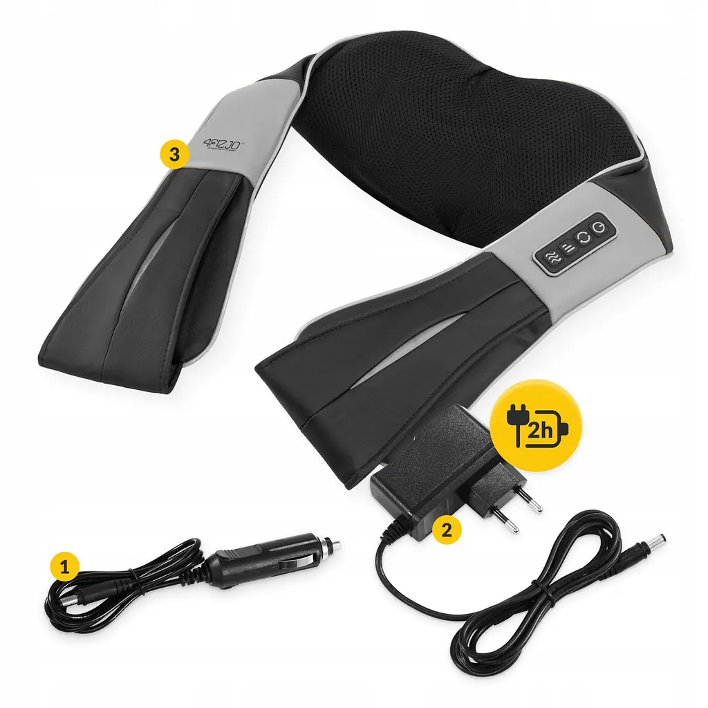 Накидка-масажер 4FIZJO Shiatsu Ultra+ для шиї та спини, акумуляторна 4FJ0611 Black/Grey (P-5907739319098) - фото 6
