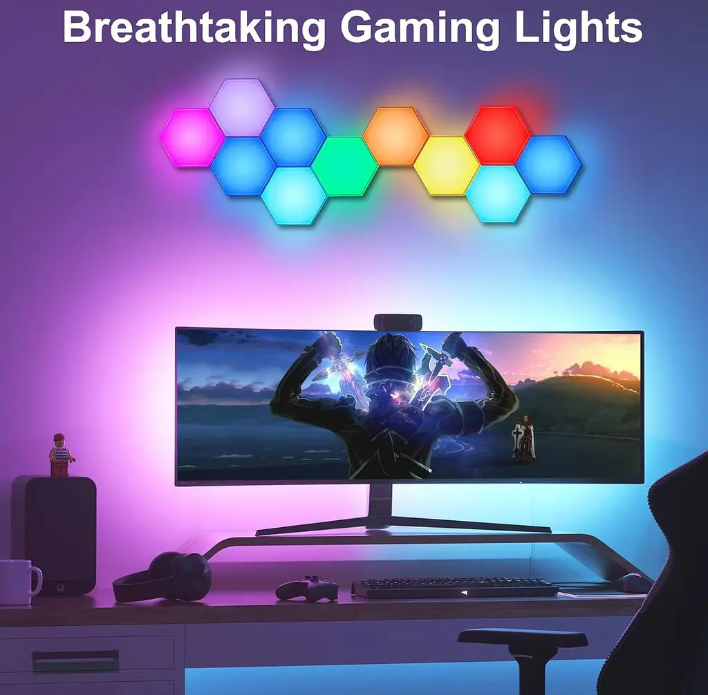 Світлодіодні шестикутні світильники Amailtom з дистанційним керуванням RGB сенсорні - фото 6