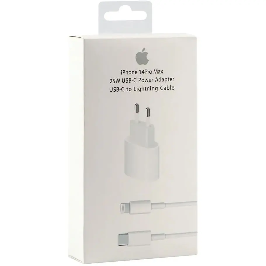 Комплект зарядного пристрою Apple PD 25W iPhone 14 Pro Max 1:1 Type-C to Lightning 1m iPhone 14 / iPhone 15 / iPhone 15 Pro Max White - фото 4